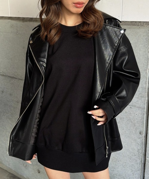 EGOIST（エゴイスト）の「オープンショルダー裏毛トップス（スウェット・レディース・ベージュ/ホワイト/ブラック・FREE）」の7枚目の写真