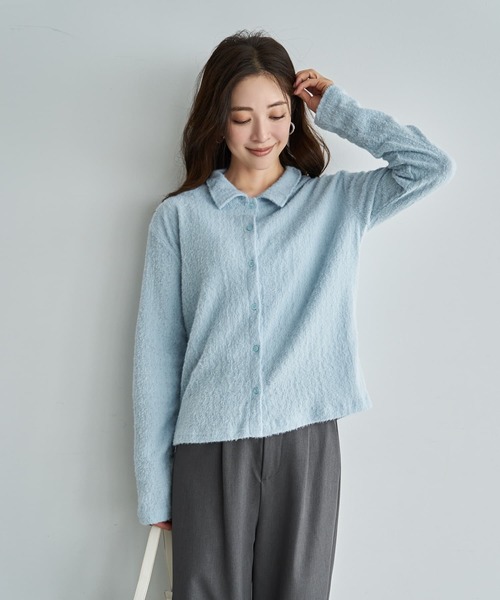 STYLE DELI(スタイルデリ)の「シャギーニュアンスカットソーシャツ(Tシャツ/カットソー・レディース・ライトブルー/スミクロ/ホワイト・FREE)」の1枚目の写真