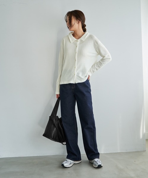 STYLE DELI(スタイルデリ)の「シャギーニュアンスカットソーシャツ(Tシャツ/カットソー・レディース・ライトブルー/スミクロ/ホワイト・FREE)」の4枚目の写真