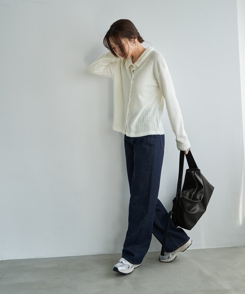 STYLE DELI(スタイルデリ)の「シャギーニュアンスカットソーシャツ(Tシャツ/カットソー・レディース・ライトブルー/スミクロ/ホワイト・FREE)」の5枚目の写真