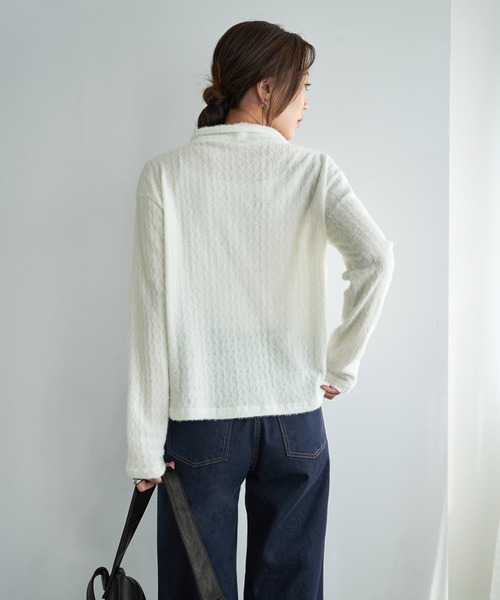 STYLE DELI(スタイルデリ)の「シャギーニュアンスカットソーシャツ(Tシャツ/カットソー・レディース・ライトブルー/スミクロ/ホワイト・FREE)」の6枚目の写真