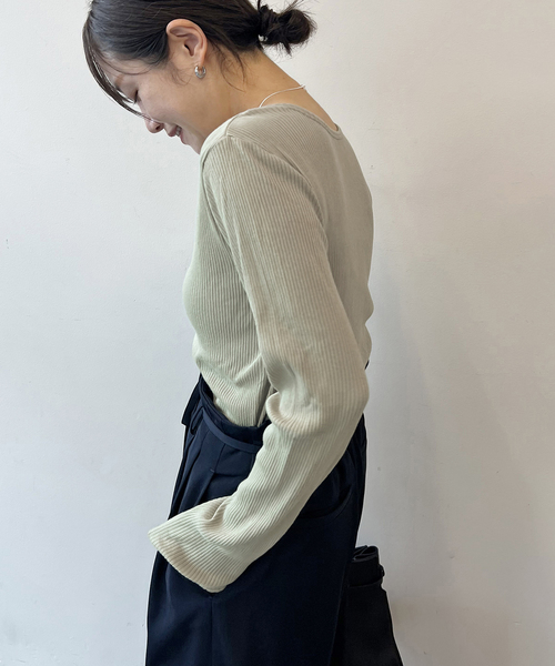 JOURNAL STANDARD（ジャーナルスタンダード）の「《追加2》シアーテレコヘンリーネックプルオーバー（Tシャツ/カットソー・レディース・モスグリーン/ブラウン/ホワイト系その他/イエロー系その他・FREE）」の10枚目の写真