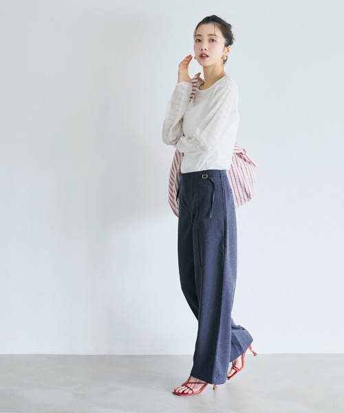 coca(coca)(コカ)の「デニムライクワイドパンツ(スラックス・レディース・ブルー・L/M/S)」の3枚目の写真