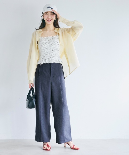 coca(coca)(コカ)の「デニムライクワイドパンツ(スラックス・レディース・ブルー・L/M/S)」の5枚目の写真