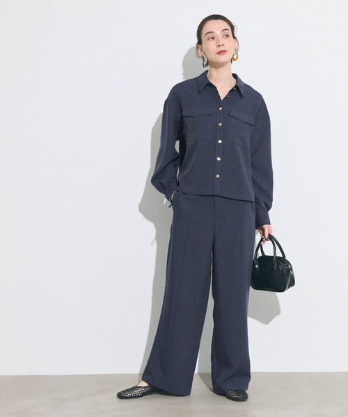 coca(coca)(コカ)の「デニムライクワイドパンツ(スラックス・レディース・ブルー・L/M/S)」の6枚目の写真