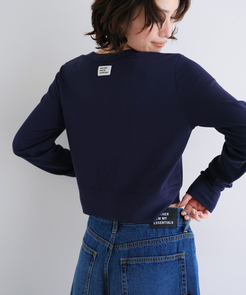 ANME(アンメ)の「テレコリブショート丈カーディガン(カーディガン/ボレロ・レディース・ネイビー/グレー/ブラック/ブラウン・M)」の4枚目の写真