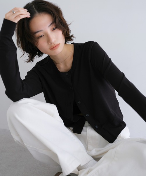 ANME(アンメ)の「テレコリブショート丈カーディガン(カーディガン/ボレロ・レディース・ネイビー/グレー/ブラック/ブラウン・M)」の15枚目の写真