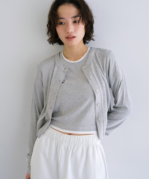 ANME(アンメ)の「テレコリブショート丈カーディガン(カーディガン/ボレロ・レディース・ネイビー/グレー/ブラック/ブラウン・M)」の16枚目の写真