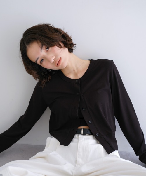 ANME(アンメ)の「テレコリブショート丈カーディガン(カーディガン/ボレロ・レディース・ネイビー/グレー/ブラック/ブラウン・M)」の20枚目の写真
