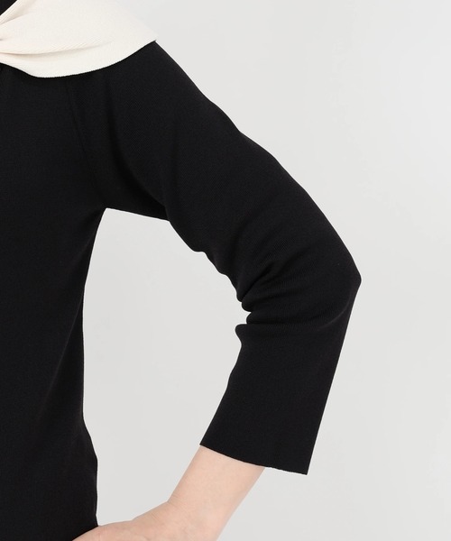 STRAWBERRY-FIELDS（ストロベリーフィールズ）の「ノアストレッチⅡ_リボンディテールニット（ニット/セーター・レディース・ブラック×ホワイト/ホワイト×ブラック・2）」の10枚目の写真