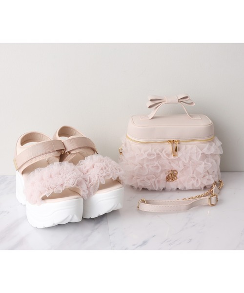 one after another NICE CLAUP(ワンアフターアナザーナイスクラップ)の「【tulle collection】チュールフリルサンダル(サンダル・レディース・ピンク・S/M/L)」の3枚目の写真