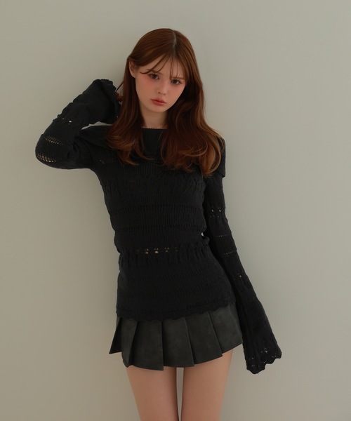 M DOLLY(エムドリー)の「off shoulder alin knit tops/オフショルダーアリンニットトップス(ニット/セーター・レディース・グレー/ブラック/アイボリー・FREE)」の10枚目の写真