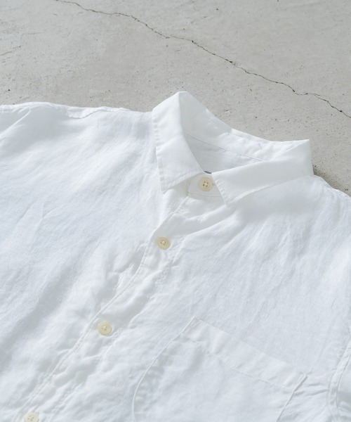quadro（クオドロ）の「60リネン1ループボタンレギュラーシャツ（シャツ/ブラウス・メンズ・ダークネイビー/オフホワイト・LARGE/MEDIUM）」の19枚目の写真