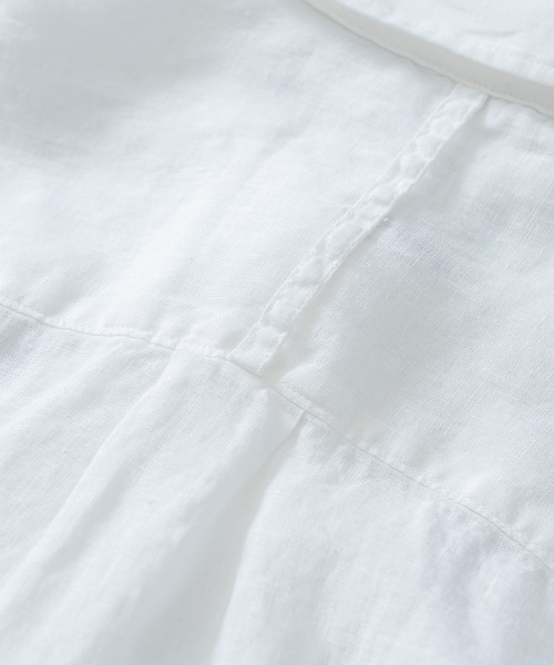 quadro（クオドロ）の「60リネン1ループボタンレギュラーシャツ（シャツ/ブラウス・メンズ・ダークネイビー/オフホワイト・LARGE/MEDIUM）」の3枚目の写真