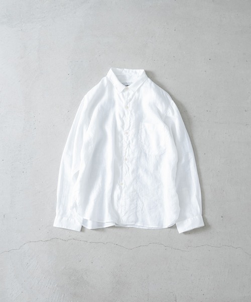 quadro（クオドロ）の「60リネン1ループボタンレギュラーシャツ（シャツ/ブラウス・メンズ・ダークネイビー/オフホワイト・LARGE/MEDIUM）」の17枚目の写真