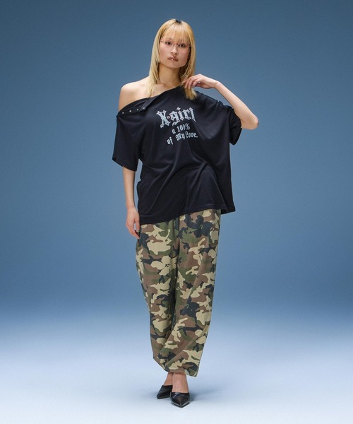 X-girl（エックスガール）の「FADED FACE LABEL EASY PANTS（その他パンツ・レディース・ブラック/カモフラージュ/ベージュ・S/M）」の17枚目の写真