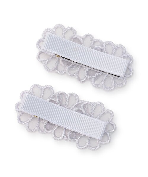 petit main（プティマイン）の「レースフラワーヘアクリップ2P/L（バレッタ/ヘアクリップ・キッズ・オフホワイト/ライラック・F）」の5枚目の写真