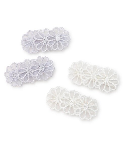 petit main（プティマイン）の「レースフラワーヘアクリップ2P/L（バレッタ/ヘアクリップ・キッズ・オフホワイト/ライラック・F）」の3枚目の写真