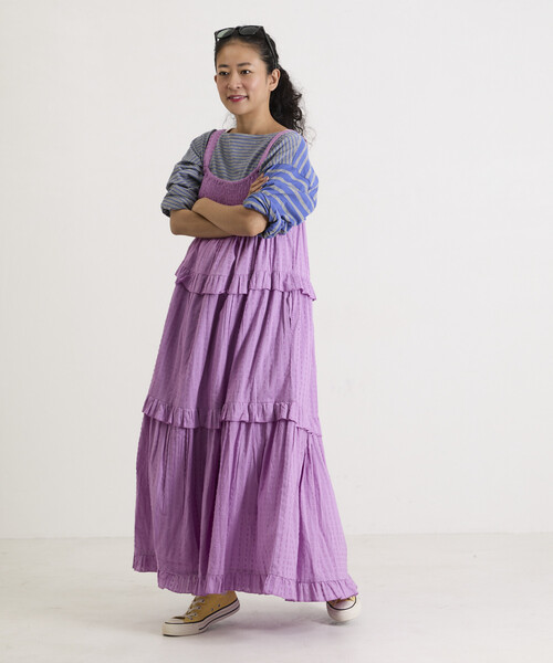 TADASHI SHOJI シルクワンピースドレス　ティアード　フリル　紫 Sinai Floral Cascading Ruffle Gown | Tadashi Shoji