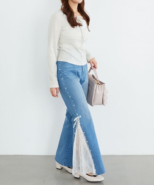 MAJESTIC LEGON（マジェスティックレゴン）の「リボンレイヤードライクトップス（Tシャツ/カットソー・レディース・ブラック/アイボリー/ピンク/グレー・MEDIUM）」の17枚目の写真