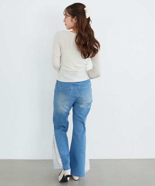 MAJESTIC LEGON（マジェスティックレゴン）の「リボンレイヤードライクトップス（Tシャツ/カットソー・レディース・ブラック/アイボリー/ピンク/グレー・MEDIUM）」の18枚目の写真