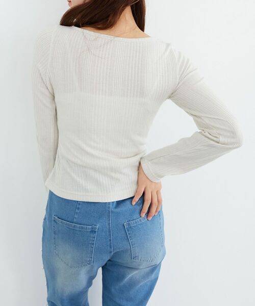 MAJESTIC LEGON（マジェスティックレゴン）の「リボンレイヤードライクトップス（Tシャツ/カットソー・レディース・ブラック/アイボリー/ピンク/グレー・MEDIUM）」の20枚目の写真