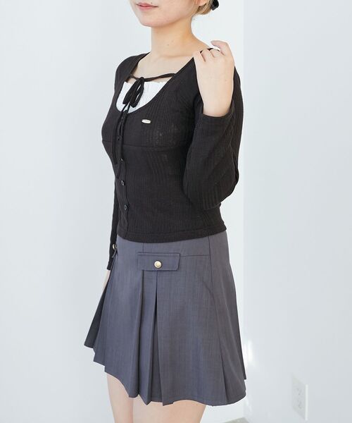 MAJESTIC LEGON（マジェスティックレゴン）の「リボンレイヤードライクトップス（Tシャツ/カットソー・レディース・ブラック/アイボリー/ピンク/グレー・MEDIUM）」の6枚目の写真