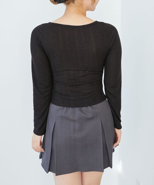 MAJESTIC LEGON（マジェスティックレゴン）の「リボンレイヤードライクトップス（Tシャツ/カットソー・レディース・ブラック/アイボリー/ピンク/グレー・MEDIUM）」の8枚目の写真