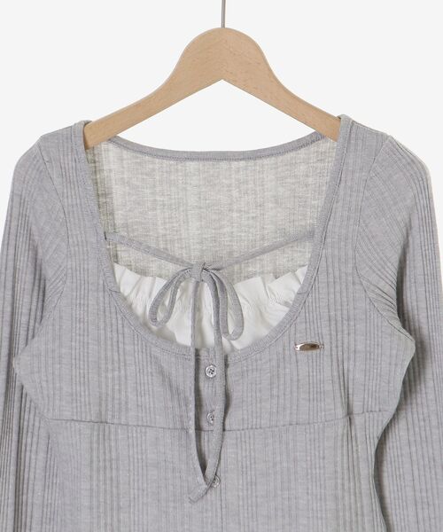 MAJESTIC LEGON（マジェスティックレゴン）の「リボンレイヤードライクトップス（Tシャツ/カットソー・レディース・ブラック/アイボリー/ピンク/グレー・MEDIUM）」の22枚目の写真