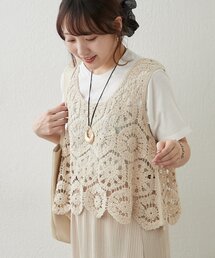Remind me and forever | 【きれいめカジュアルセットアイテム】かぎ針ベスト&Tシャツ(Tシャツ/カットソー)