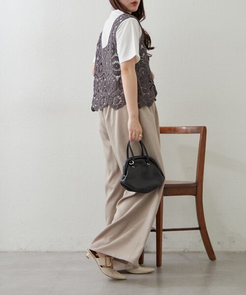 Remind me and forever（リマインドミーアンドフォーエバー）の「【きれいめカジュアルセットアイテム】かぎ針ベスト&Tシャツ（Tシャツ/カットソー・レディース・スミクロ/グレー/アイボリー/モカ・FREE）」の13枚目の写真