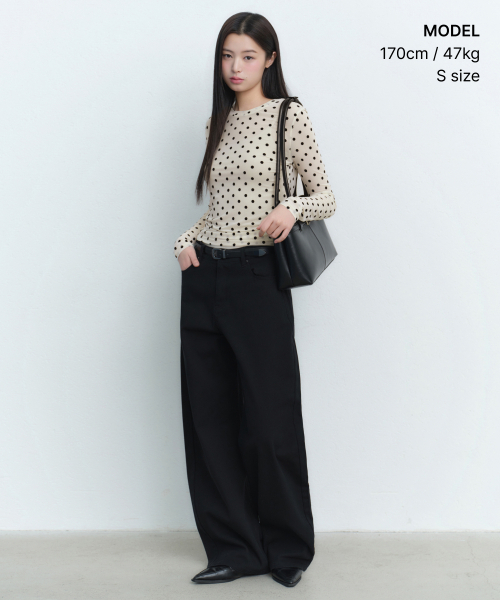 MUSINSA STANDARD WOMAN（ムシンサスタンダードウーマン）の「ウィメンズポルカドットシアー長袖Tシャツ[クリーム]（Tシャツ/カットソー・レディース・クリーム・SMALL/MEDIUM/LARGE/X-SMALL）」の8枚目の写真