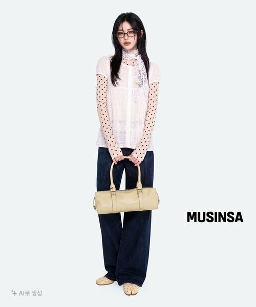 MUSINSA STANDARD WOMAN（ムシンサスタンダードウーマン）の「ウィメンズポルカドットシアー長袖Tシャツ[クリーム]（Tシャツ/カットソー・レディース・クリーム・SMALL/MEDIUM/LARGE/X-SMALL）」の6枚目の写真
