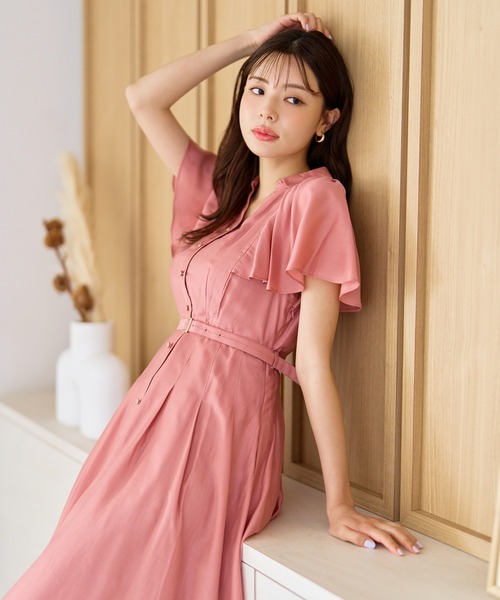 MISCH MASCH(ミッシュマッシュ)の「2026春夏新作 ケープフレア袖シャツワンピース(シャツワンピース・レディース・ブルー/ベージュ/ネイビー/ピンク・S/M)」の5枚目の写真