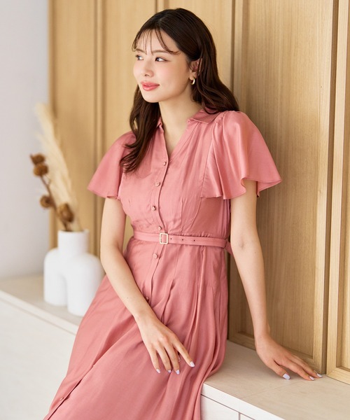 MISCH MASCH(ミッシュマッシュ)の「2026春夏新作 ケープフレア袖シャツワンピース(シャツワンピース・レディース・ブルー/ベージュ/ネイビー/ピンク・S/M)」の6枚目の写真
