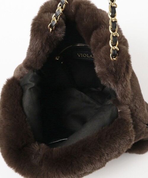 Demi-Luxe BEAMS(デミルクス ビームス)の「VIOLAd'ORO / ELMO エコレッキスファー チェーン バッグS(トートバッグ・レディース・ダークブラウン・ONE SIZE)」の6枚目の写真