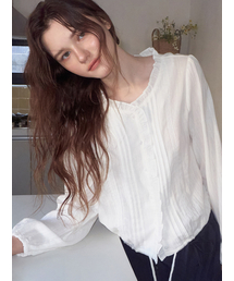 Frill String Blouse, Ivory