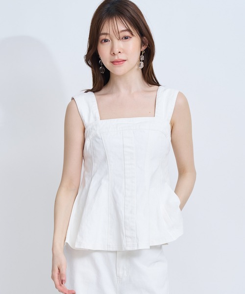NOELA（ノエラ）の「デニムビスチェ（シャツ/ブラウス・レディース・オフホワイト/ダークインディゴブルー・S/M）」の4枚目の写真