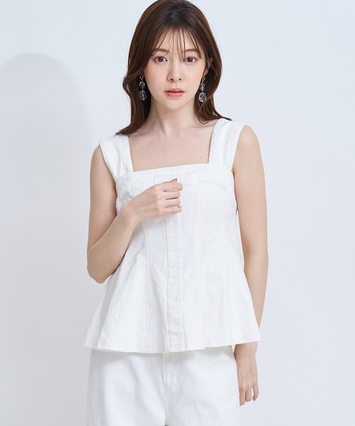 NOELA（ノエラ）の「デニムビスチェ（シャツ/ブラウス・レディース・オフホワイト/ダークインディゴブルー・S/M）」の5枚目の写真
