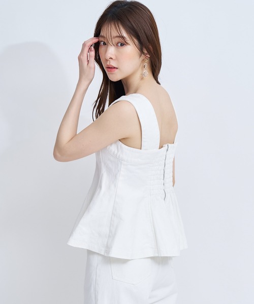 NOELA（ノエラ）の「デニムビスチェ（シャツ/ブラウス・レディース・オフホワイト/ダークインディゴブルー・S/M）」の6枚目の写真