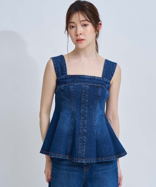 NOELA（ノエラ）の「デニムビスチェ（シャツ/ブラウス・レディース・オフホワイト/ダークインディゴブルー・S/M）」の10枚目の写真
