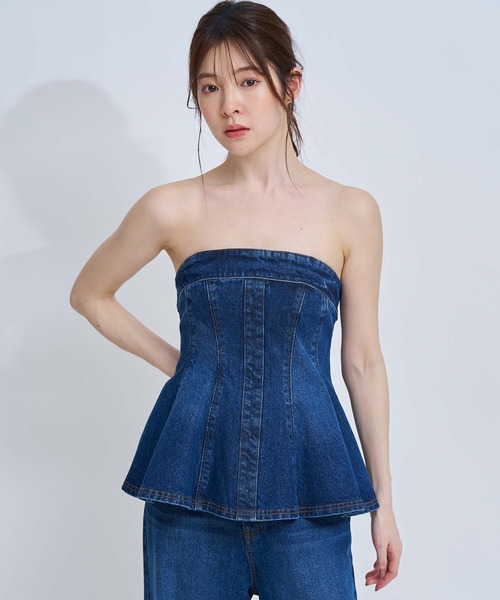 NOELA（ノエラ）の「デニムビスチェ（シャツ/ブラウス・レディース・オフホワイト/ダークインディゴブルー・S/M）」の15枚目の写真