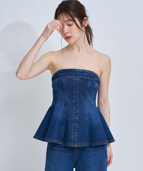 NOELA（ノエラ）の「デニムビスチェ（シャツ/ブラウス・レディース・オフホワイト/ダークインディゴブルー・S/M）」の16枚目の写真