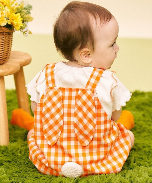 apres les cours(アプレレクール)の「little bunny うさ耳サロペット&インナーセット(その他ベビーウェア・キッズ・グリーン/オレンジ・70/80)」の1枚目の写真