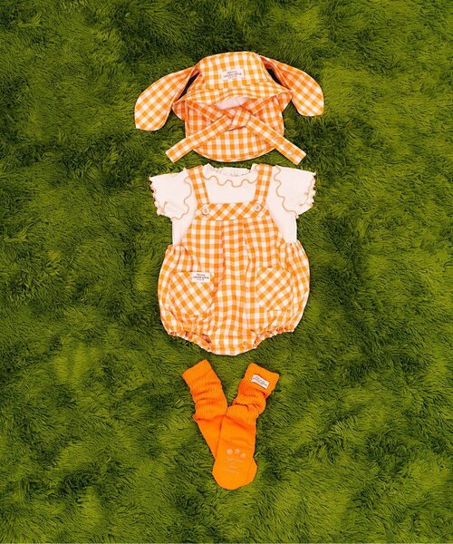 apres les cours(アプレレクール)の「little bunny うさ耳サロペット&インナーセット(その他ベビーウェア・キッズ・グリーン/オレンジ・70/80)」の15枚目の写真