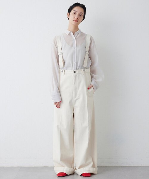 Whim Gazette(ウィムガゼット)の「サスペンダーチノパンツ(チノパンツ・レディース・オフホワイト/キャメル・FREE)」の14枚目の写真