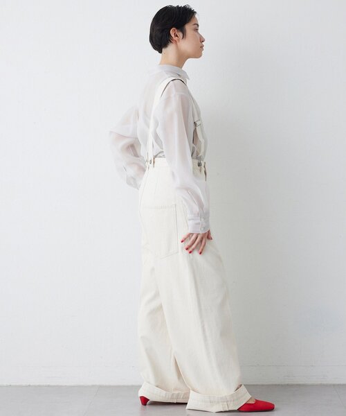 Whim Gazette(ウィムガゼット)の「サスペンダーチノパンツ(チノパンツ・レディース・オフホワイト/キャメル・FREE)」の13枚目の写真