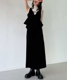 junoah（ジュノア）の「ペプラムビスチェ+ドレープデザインスカート セット（セットアップ）」