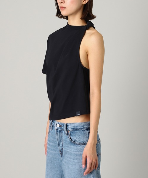 forget-me-nots(フォーゲットミーノッツ)の「TWIST ASYMMETRICAL T-SHIRT 325JTS209JS0233(Tシャツ/カットソー・レディース・ホワイト/ブラック・SMALL)」の3枚目の写真