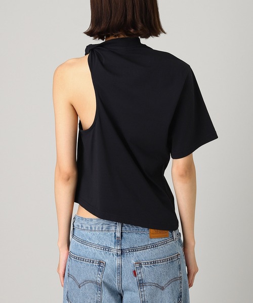 forget-me-nots(フォーゲットミーノッツ)の「TWIST ASYMMETRICAL T-SHIRT 325JTS209JS0233(Tシャツ/カットソー・レディース・ホワイト/ブラック・SMALL)」の5枚目の写真